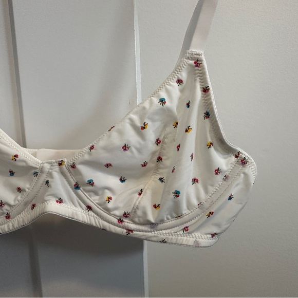 J. Crew White Floral Balconette Bra Size 36C - Picture 3 of 8